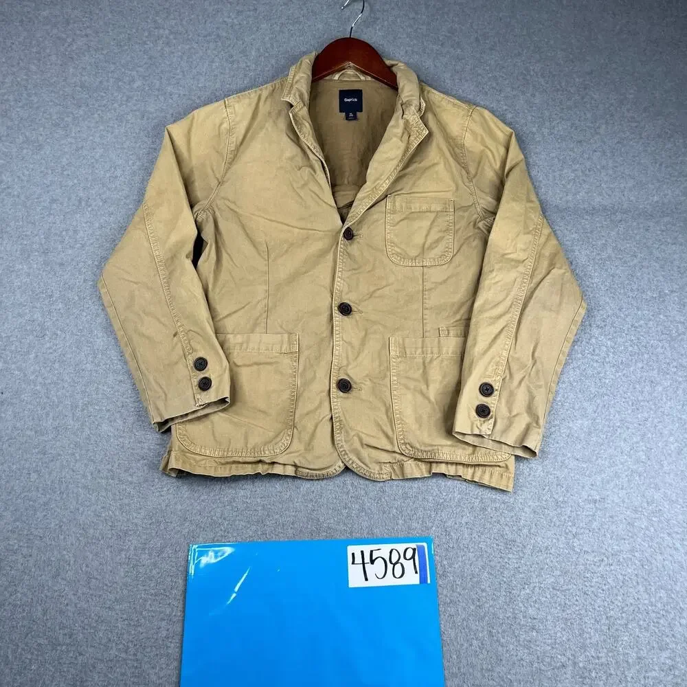 Gap Kids 3 Button Coat Youth XL Beige Canvas Pockets Casual Classic